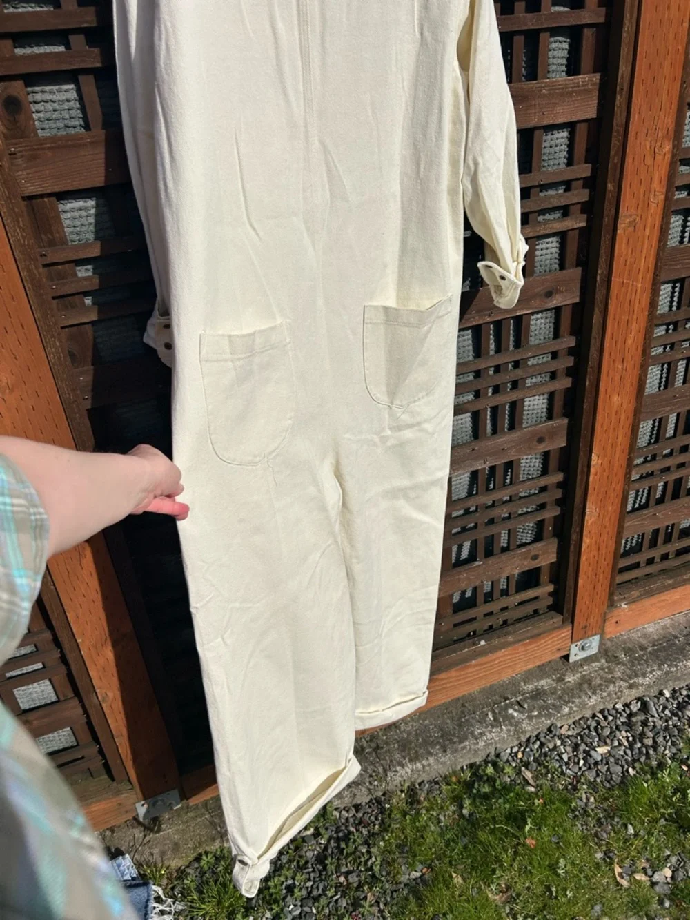 Bucket List Sarah Jumpsuit Tan Button-Up Denim Utility Jumpsuit size medium - Picture 5 of 16